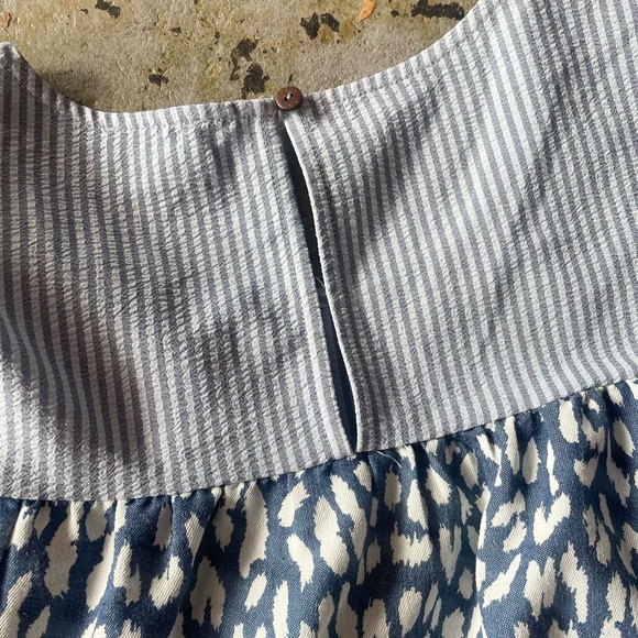 ODDI Blue and White Plus Striped Leopard Pattern Long Puff Sleeves Dress Sz 2XL - Picture 9 of 11